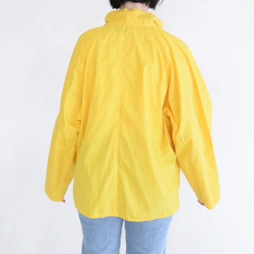 Vintage 90s Izod  Outerwear Yellow Three Quarter Zip Windbreaker Pullover M - Picture 3 of 13